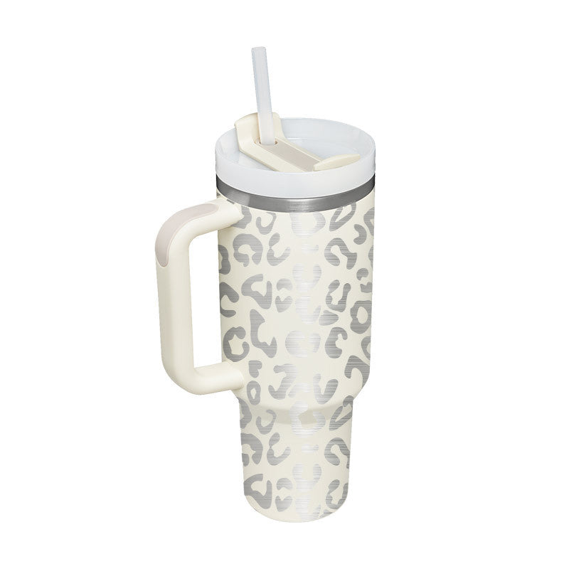 Tumbler with Handle & Straw – Stainless Steel Spill-Proof Travel Mug with Lid