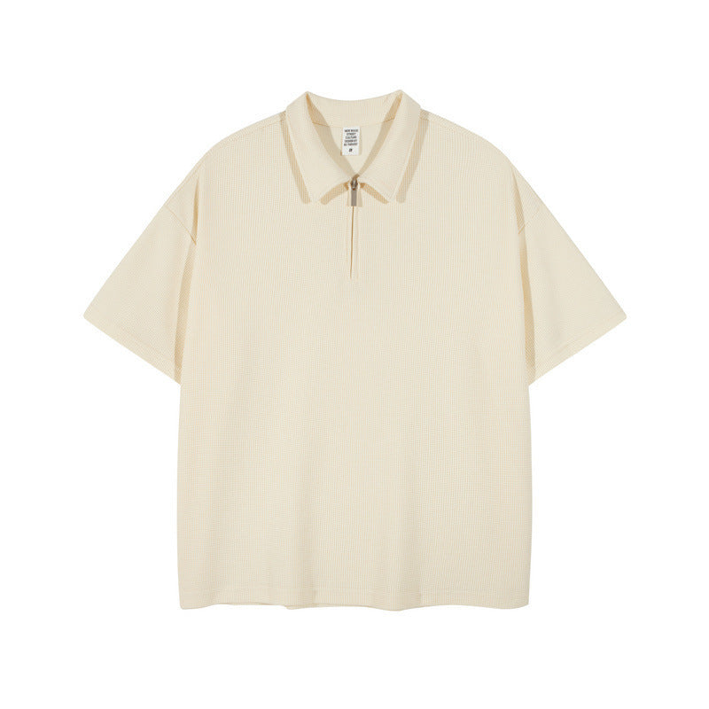 Fashion Men's Zip Up Polo Shirts Short Sleeves