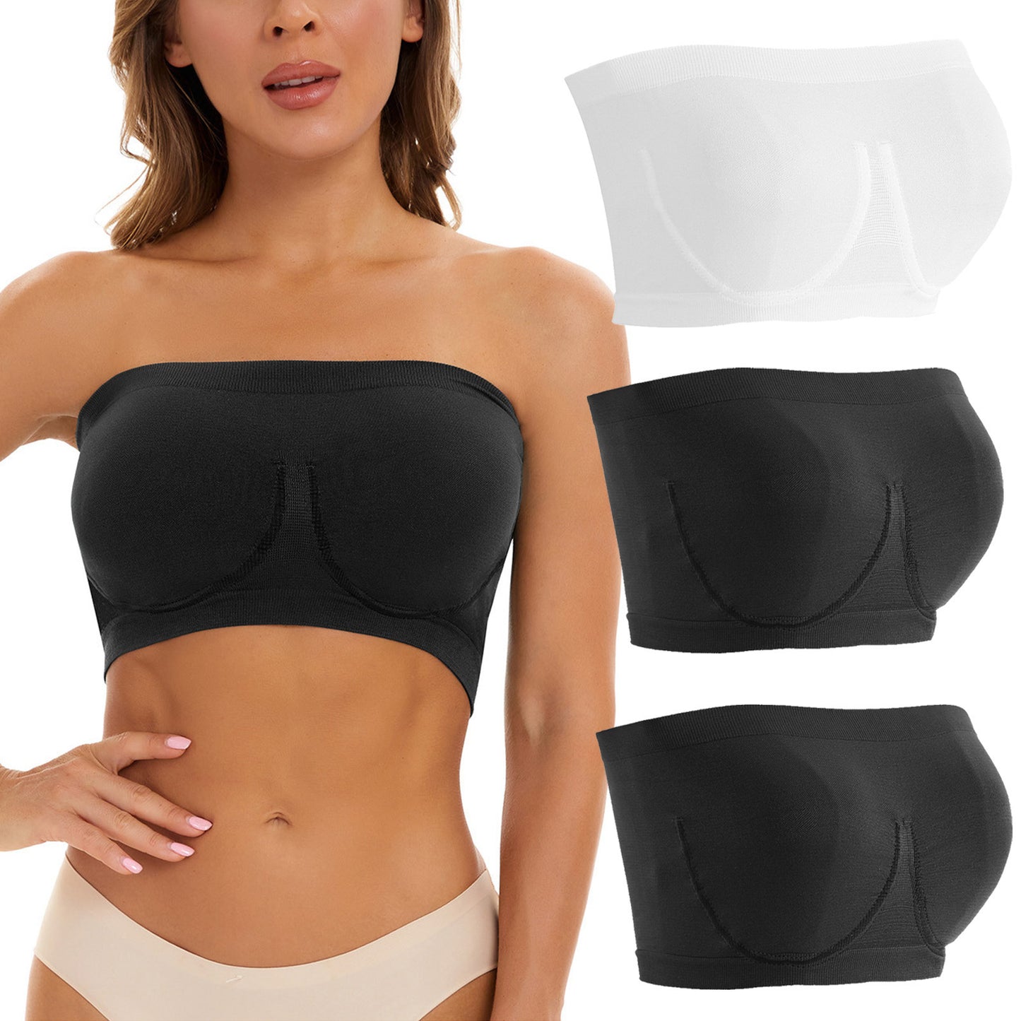 LOBBAY® - Strapless Bandeau Bra (Pack of 3)
