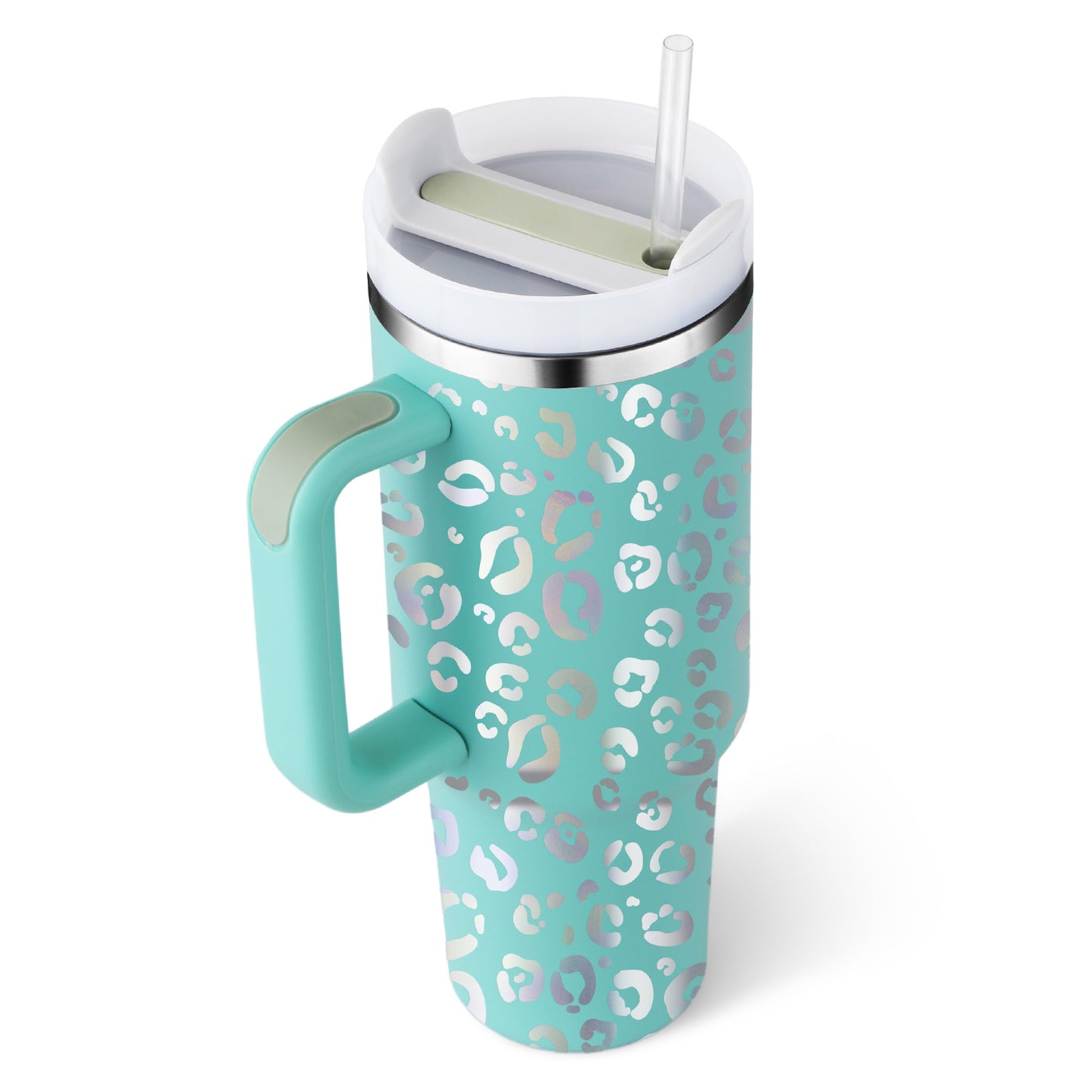 Tumbler with Handle & Straw – Stainless Steel Spill-Proof Travel Mug with Lid