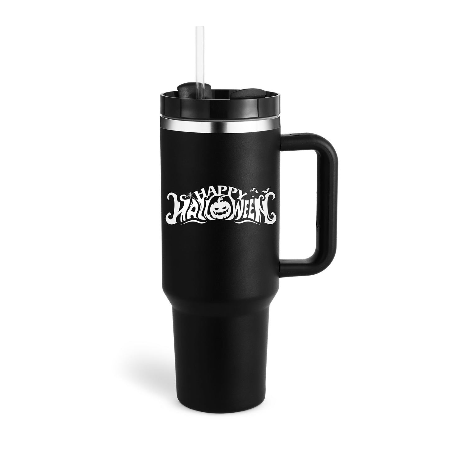Tumbler with Handle & Straw – Stainless Steel Spill-Proof Travel Mug with Lid