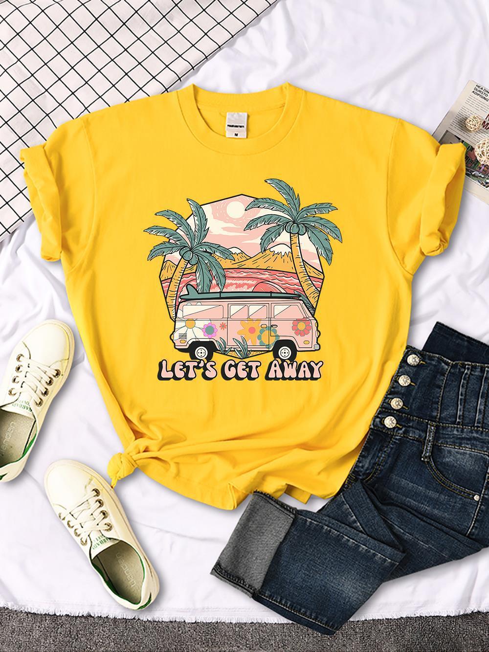 Let's Get Away Vacation Pattern Female T-shirts