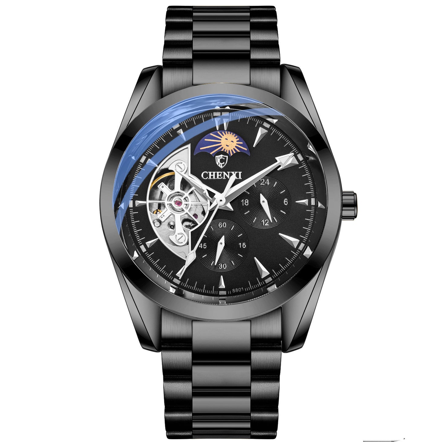 Men's Hand Waterproof Sun Moon And Stars Automatic Hollow Mechanical Watch