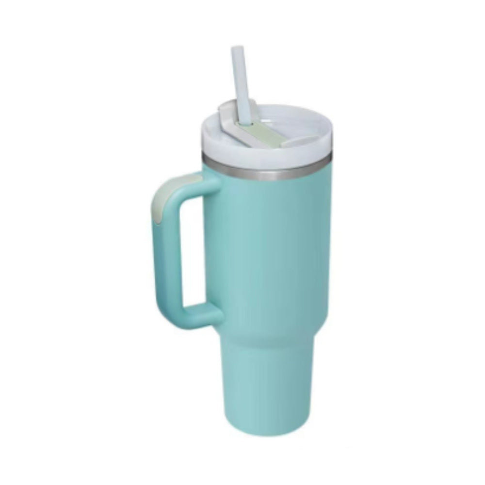 Tumbler with Handle & Straw – Stainless Steel Spill-Proof Travel Mug with Lid