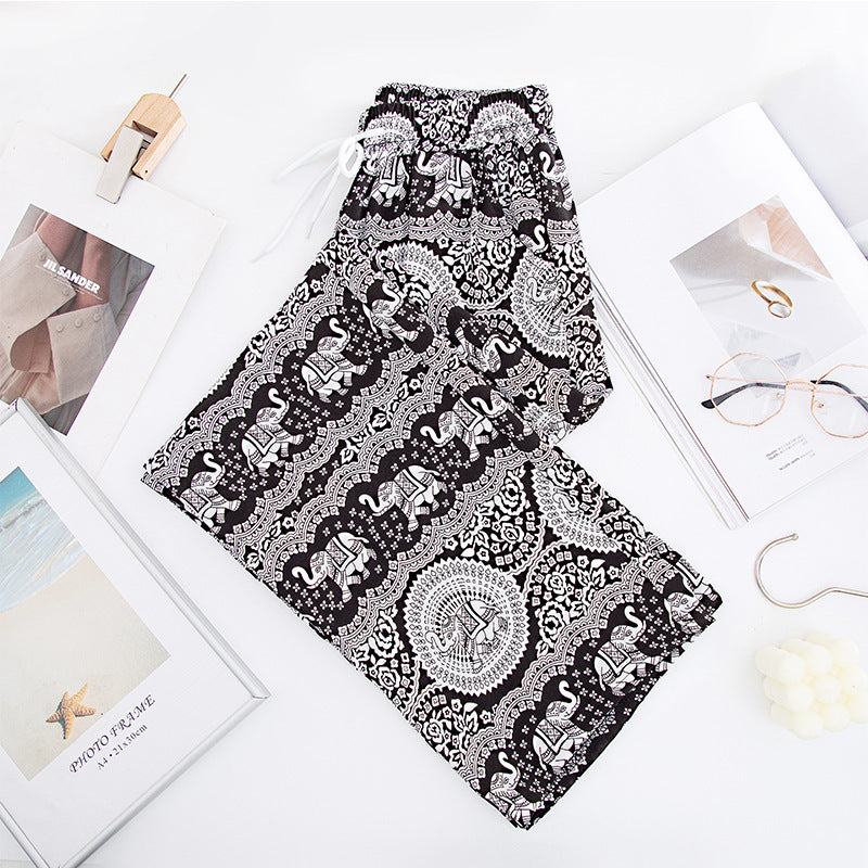 Thailand Elephant Yoga Wide-leg Pants For Women