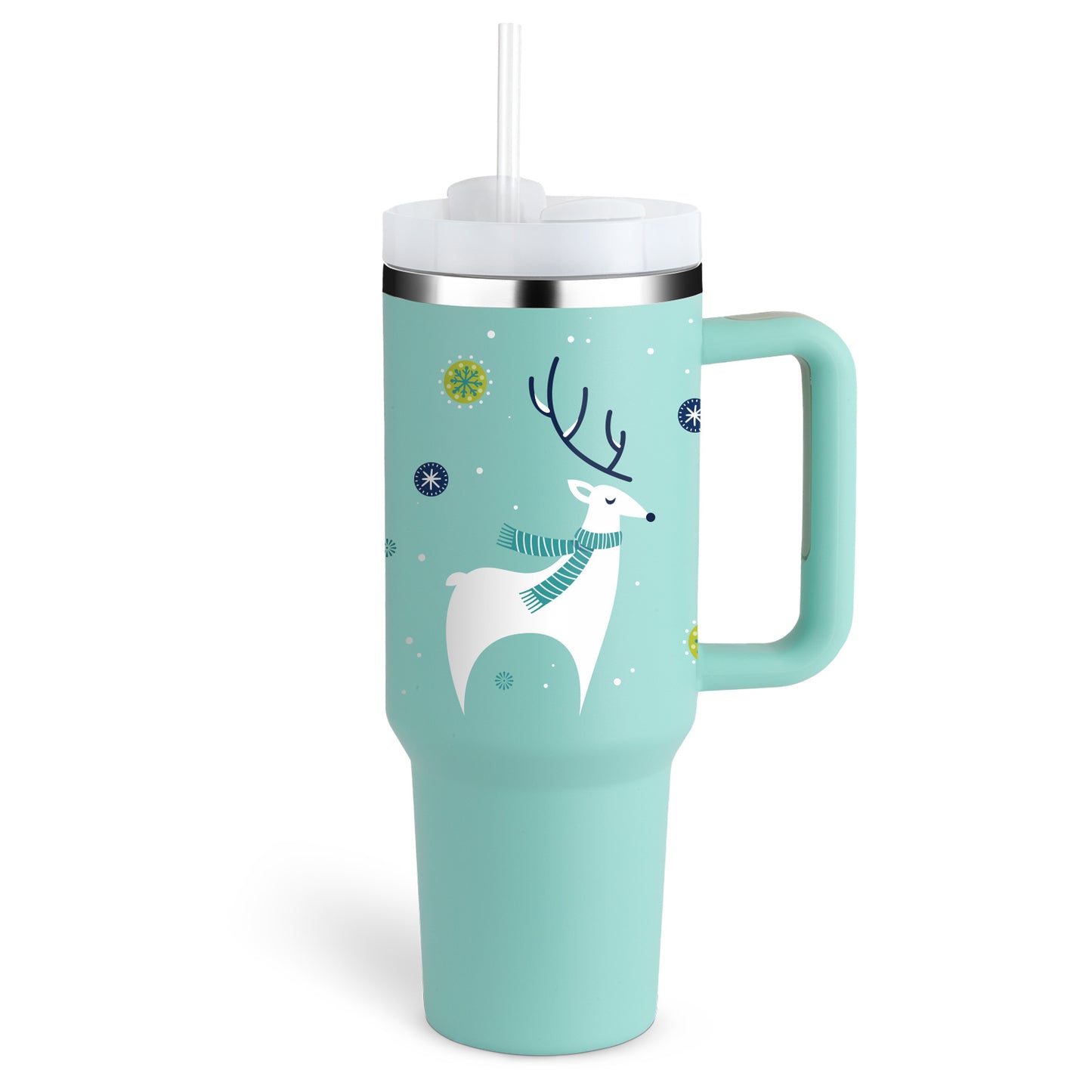 Tumbler with Handle & Straw – Stainless Steel Spill-Proof Travel Mug with Lid