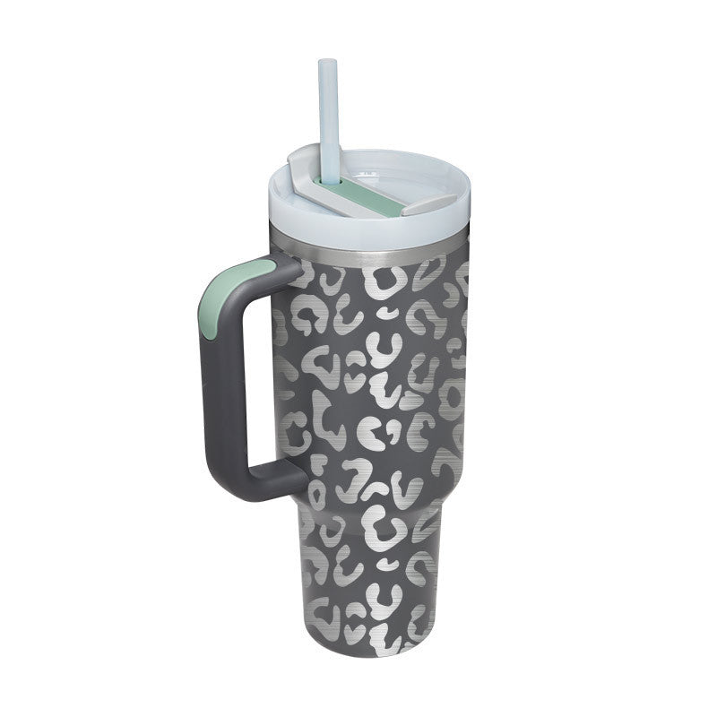 Tumbler with Handle & Straw – Stainless Steel Spill-Proof Travel Mug with Lid