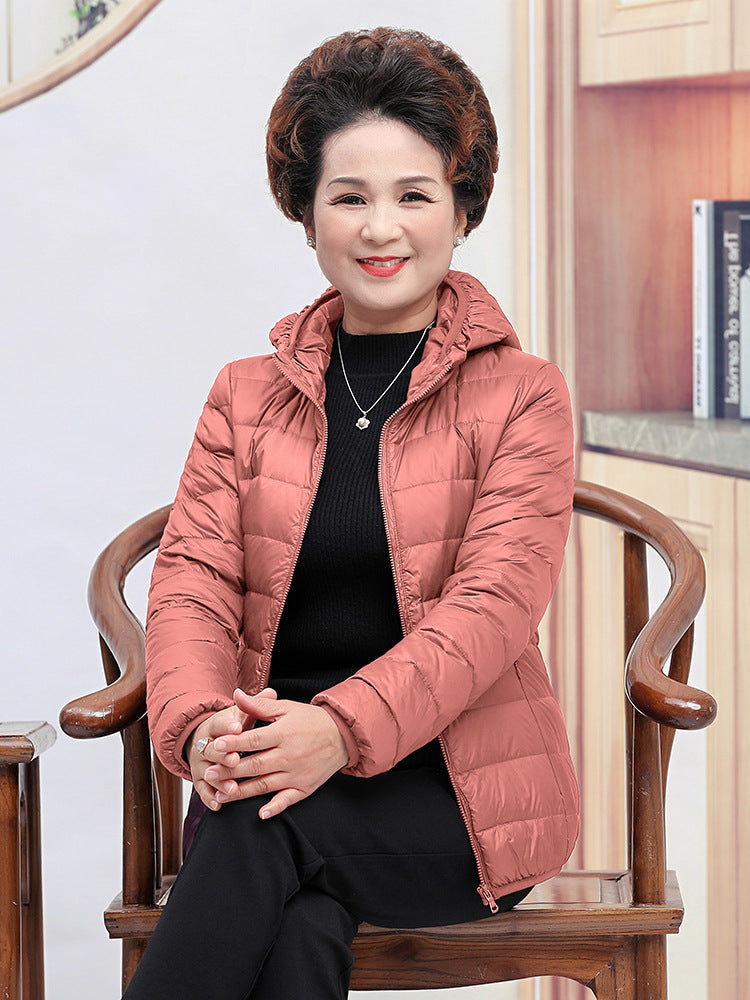 Light White Duck Down Mother Down Jacket Women's Short Chic Coat