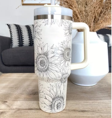 Tumbler with Handle & Straw – Stainless Steel Spill-Proof Travel Mug with Lid