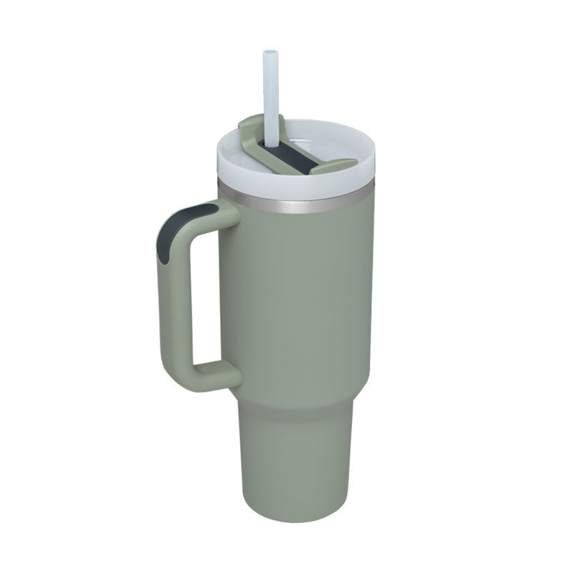 Tumbler with Handle & Straw – Stainless Steel Spill-Proof Travel Mug with Lid