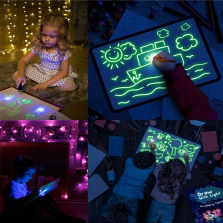 3D Magic Drawing Pad for Kids with 8 Light Effects | Reusable Educational Toy & Puzzle Board