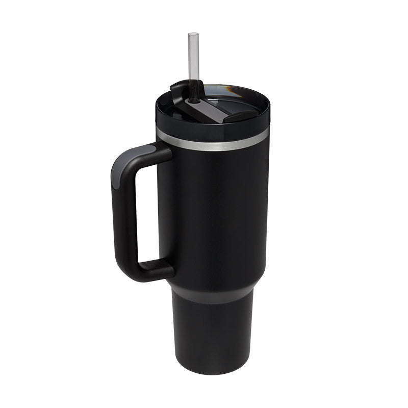 Tumbler with Handle & Straw – Stainless Steel Spill-Proof Travel Mug with Lid