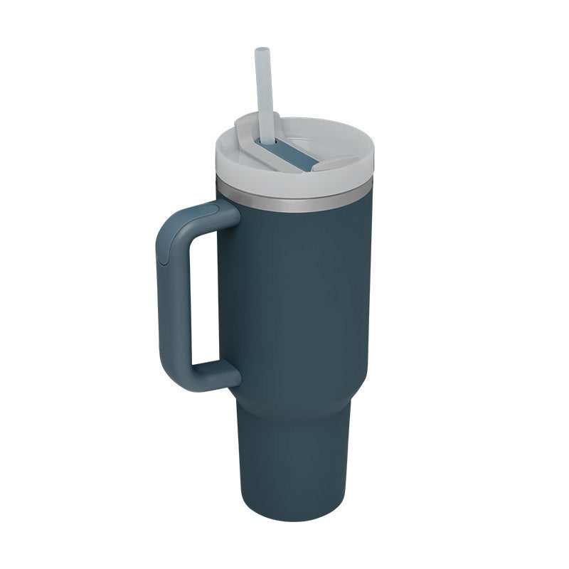 Tumbler with Handle & Straw – Stainless Steel Spill-Proof Travel Mug with Lid