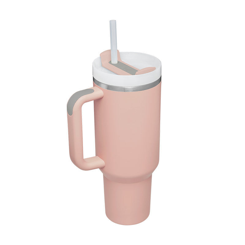 Tumbler with Handle & Straw – Stainless Steel Spill-Proof Travel Mug with Lid