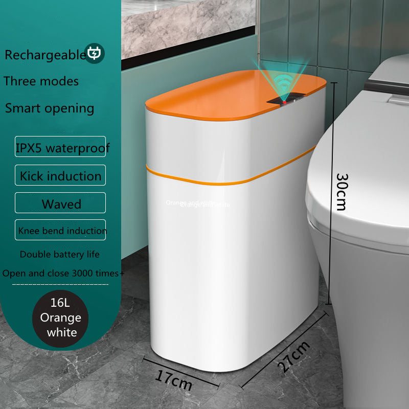 Smart Trash Can With Lid For Bedroom And Living Room Kitchen Storage Box Trash Can Induction Small Car Box Automatic Smart Dustbin Smart Trash Bin (V2)