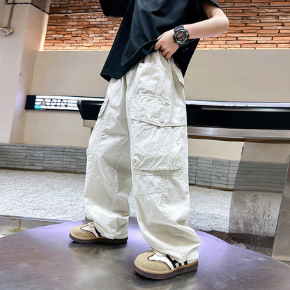 Loose Children's Spring Clothes Pu Handsome Pants