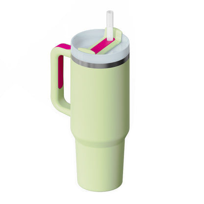 Tumbler with Handle & Straw – Stainless Steel Spill-Proof Travel Mug with Lid