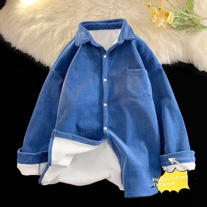 Fleece Thermal Long Sleeves Lapel Shirt Coat
