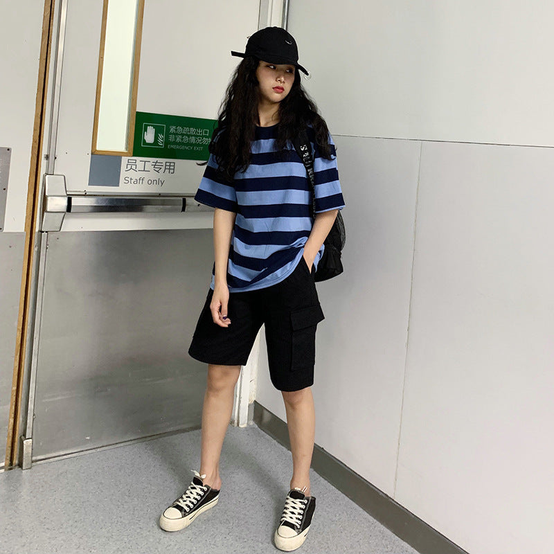 Cool Girls Wear Striped Short Sleeve T-Shirts