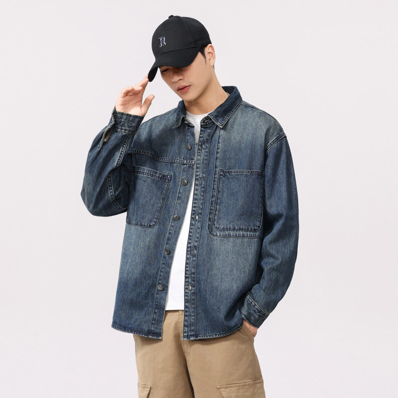 American Casual Retro Long Sleeve Denim Shirt