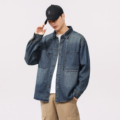 American Casual Retro Long Sleeve Denim Shirt