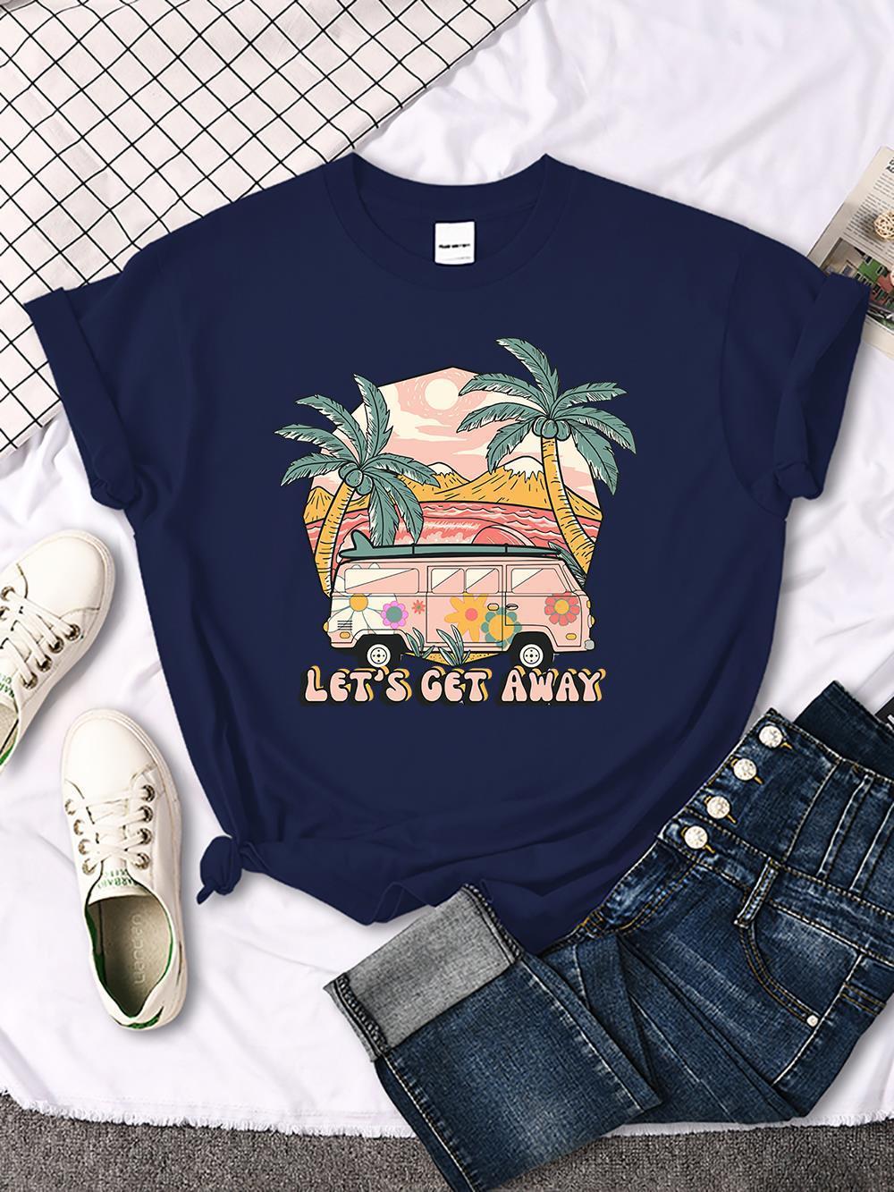 Let's Get Away Vacation Pattern Female T-shirts