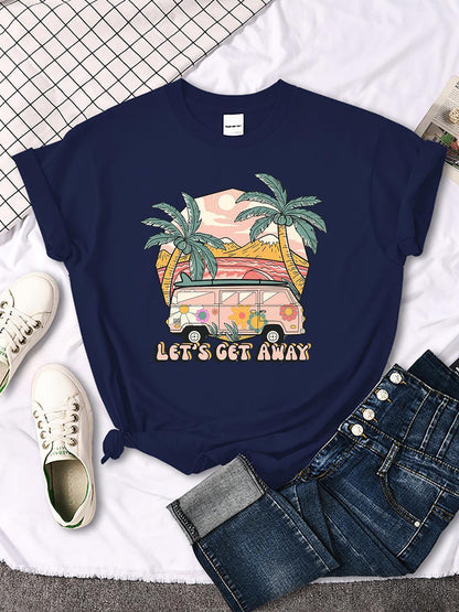 Let's Get Away Vacation Pattern Female T-shirts