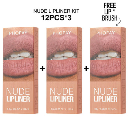 Waterproof Nude Lipliner Kit – Long-Lasting Matte Lip Pencil Set for Perfect Lips