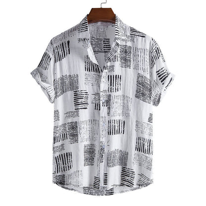 Men's Plus Size Summer Loose Short Sleeves Shirt Retro