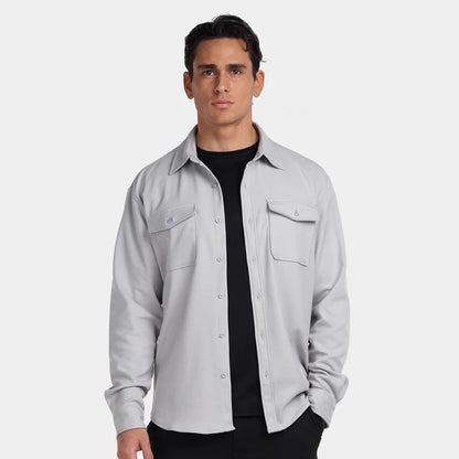 Men's Pure Cotton Workwear Coat Loose Casual Long Sleeves Shirt