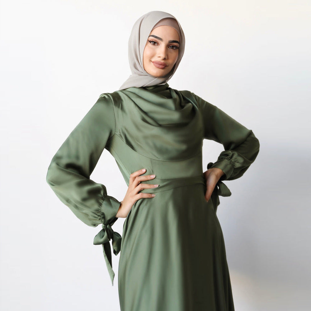 Muslim Pile Collar Robe And Ankle Dress