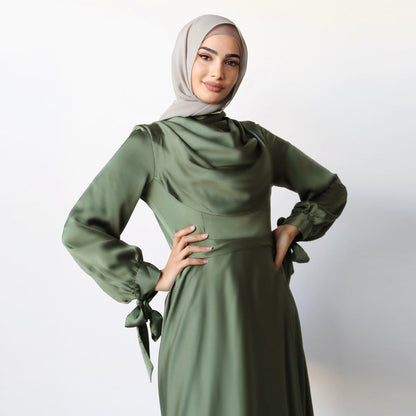 Muslim Pile Collar Robe And Ankle Dress