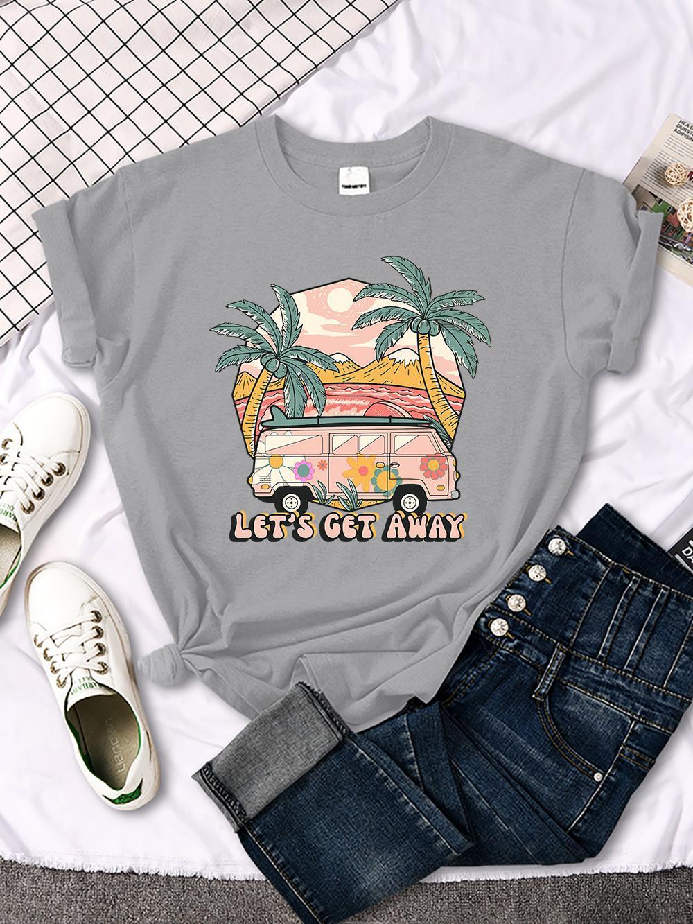 Let's Get Away Vacation Pattern Female T-shirts