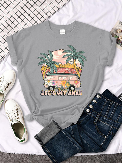 Let's Get Away Vacation Pattern Female T-shirts