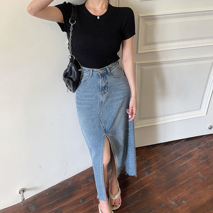 Fashion Short-sleeved Knitted Top For Women