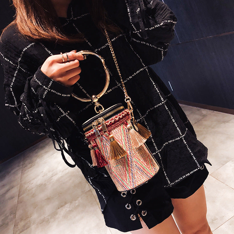 Luxury Handbag Women Bag Designer Retro Weave Feather Tassel lady Shoulder Bag