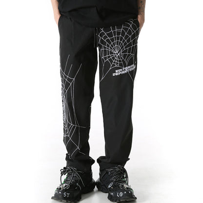 Spiderweb embroidered sweatpants