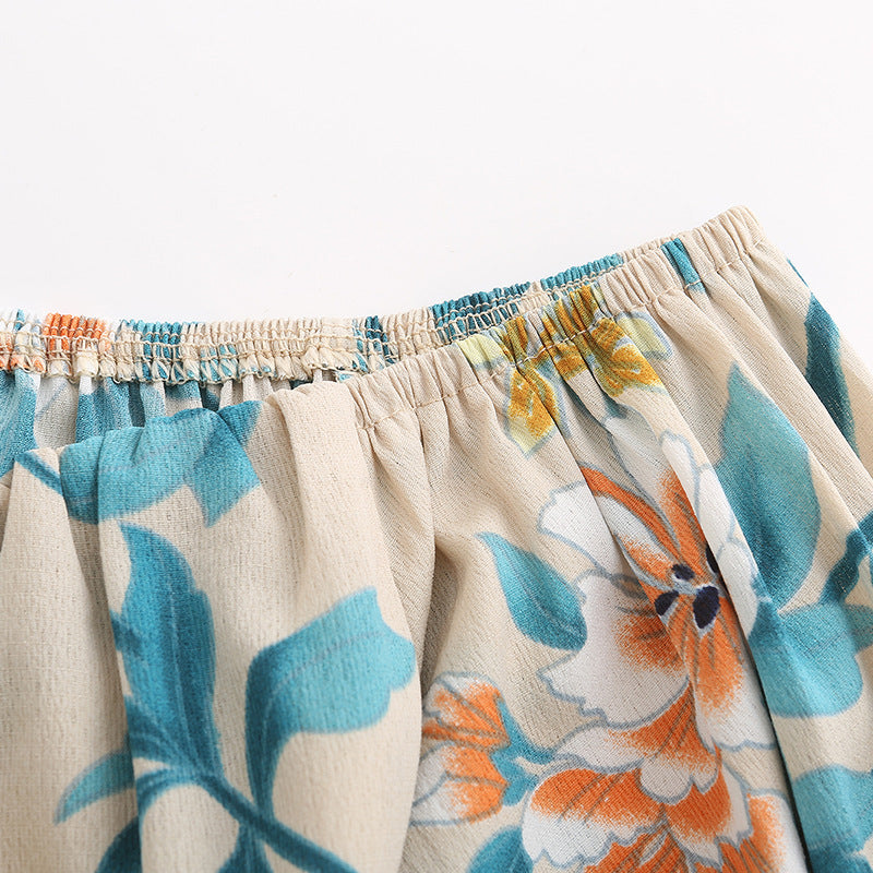 Fashion Word Neck Print Short-Sleeved Blouse Slim Slim Sexy Tube Top Women