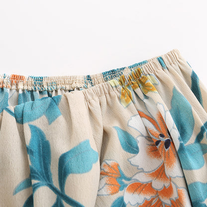 Fashion Word Neck Print Short-Sleeved Blouse Slim Slim Sexy Tube Top Women