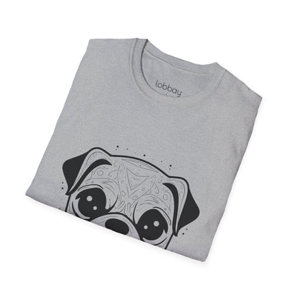 Cute Pug Face Design Cotton Blend T-Shirt for Men & Women