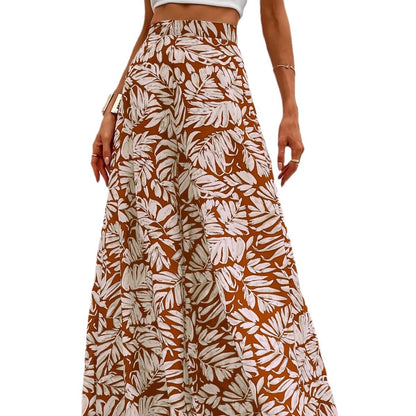 Fashionable Chiffon Floral Wide-leg Pants For Women