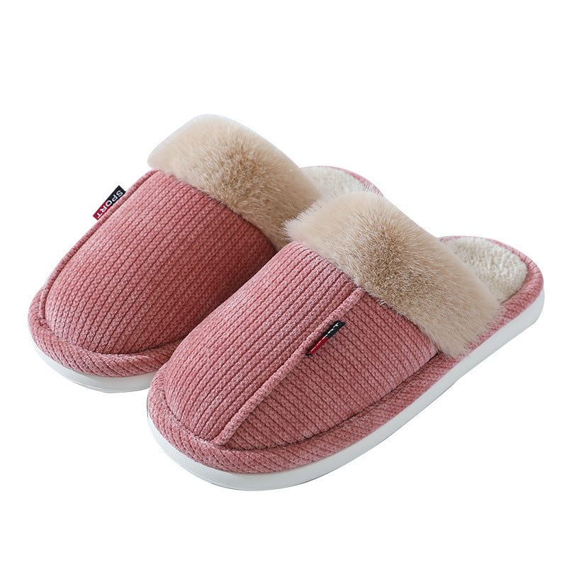 Fur Mouth Home Non-slip Thermal Cotton Slippers
