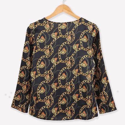 Metal chain printed long sleeves