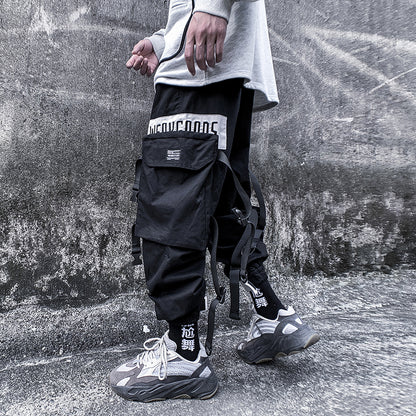 Casual Loose Straight Pants Men's Sports Beamed Pants