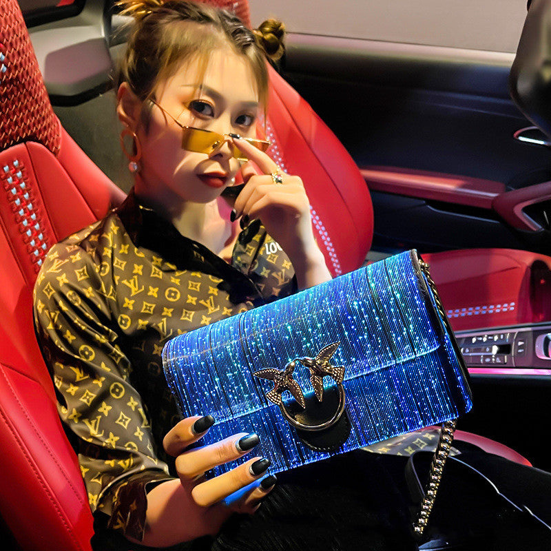One-shoulder Portable Fiber Optic luminous Bag Women