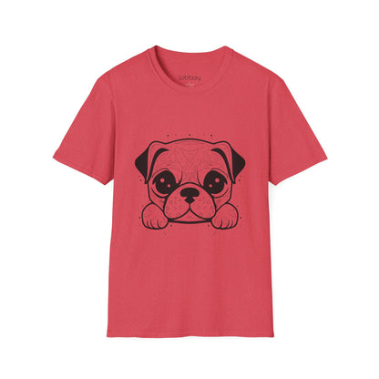 Cute Pug Face Design Cotton Blend T-Shirt for Men & Women