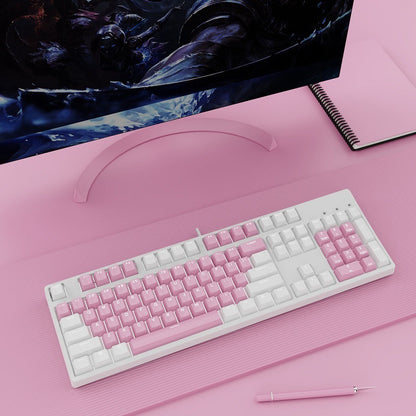 Two-color Keyboard Wired Office Green Black Tea Red Axis Hot Plug Computer