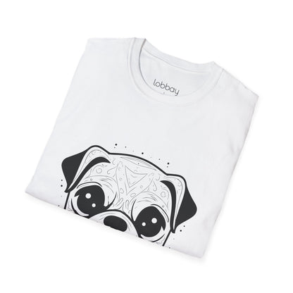 Cute Pug Face Design Cotton Blend T-Shirt for Men & Women