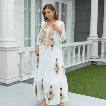 Muslim Embroidery Mesh Dress