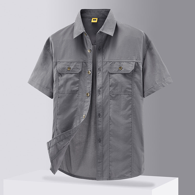 Casual Solid Color Workwear Shirt Men